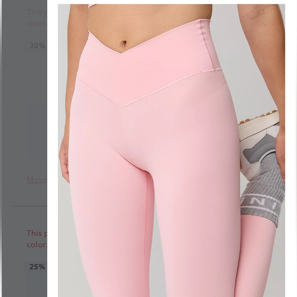 Aerie Club Pink Seamless High-Waist Leggings V Cross Over Front Large Short